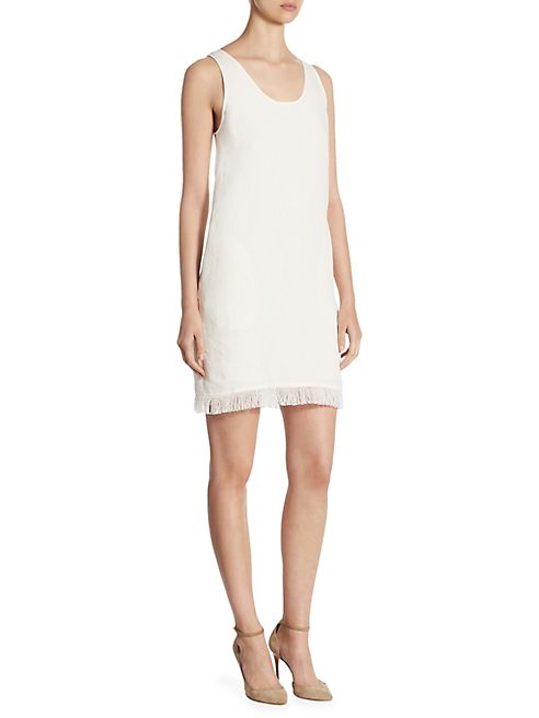 Theory - Oekel Fringed Linen Shift Dress