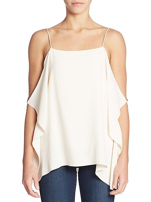 Theory - Petteri Draped Cold-Shoulder Crepe Top