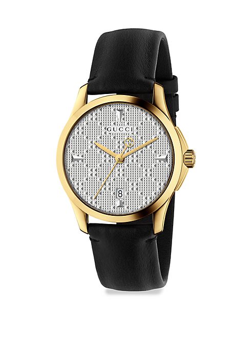 Gucci - G-Timeless Goldtone PVD & Leather Strap Watch