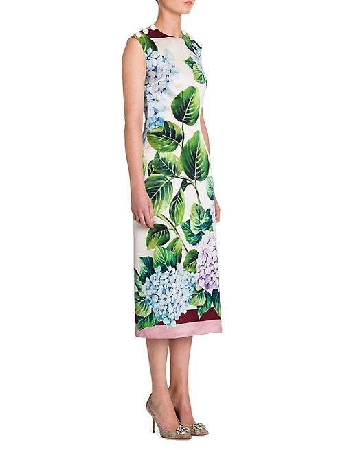 Dolce & Gabbana - Hydrangea-Print Silk Twill Shoulder-Button Dress