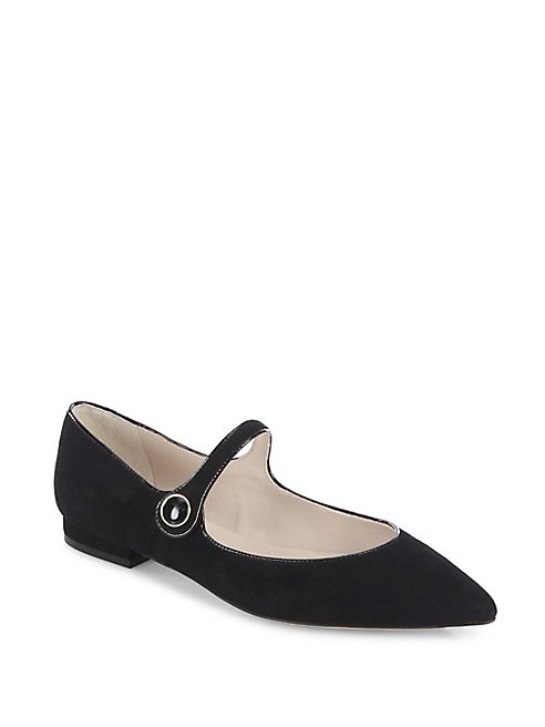 L.K. Bennett - Suede Mary Jane Point Toe Flats