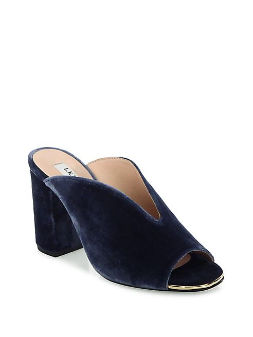 L.K. Bennett - Carmela Velvet Block Heel Mules