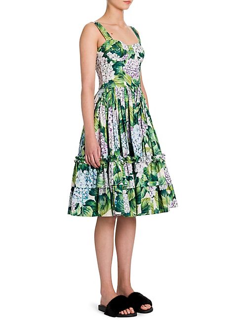 Dolce & Gabbana - Hydrangea-Print Poplin Bustier Dress