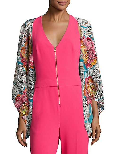 Trina Turk - Floral-Printed Open-Front Silk Jacket