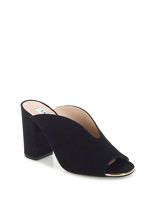 L.K. Bennett - Carmela Leather Block Heel Mules