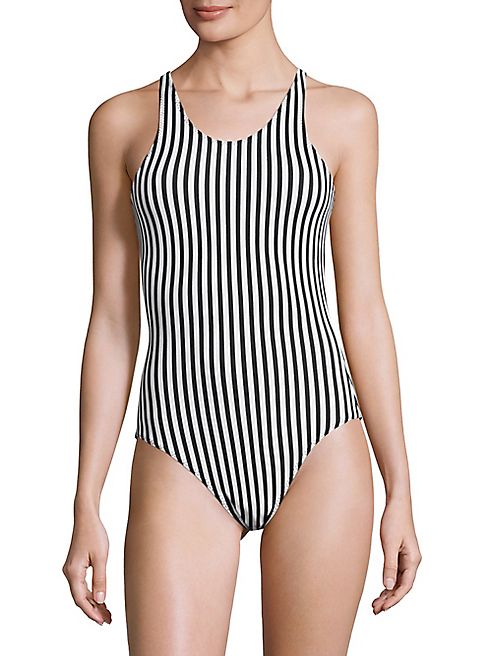 Norma Kamali - Racer Mio Striped Bodysuit