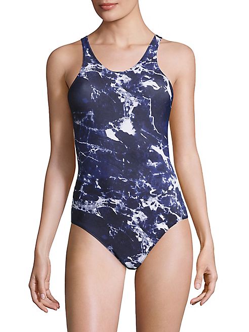 Norma Kamali - Racer Mio Marble-Print Bodysuit