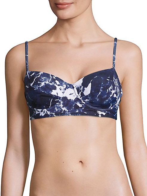 Norma Kamali - Underwire Marble-Print Bikini Top