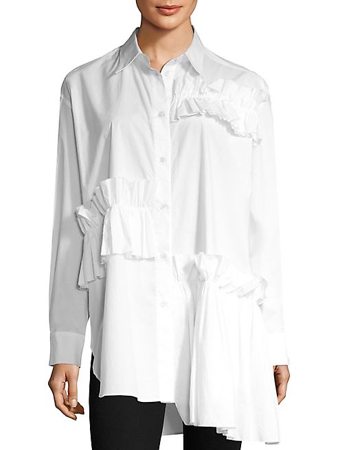 McQ Alexander McQueen - Ruffle Cotton Tunic Shirt