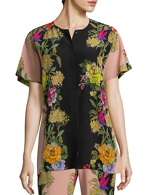 Etro - Butterfly Floral Silk Button-Down Blouse