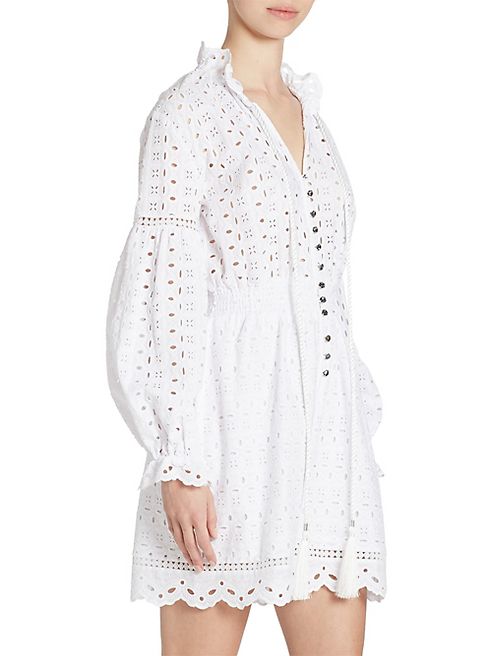 The Kooples - Lantern-Sleeve Eyelet Cotton Romper