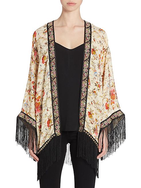 The Kooples - Embroidered Fringed Kimono