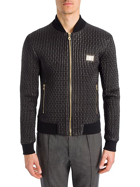 Dolce & Gabbana - Pleated Leather Slim-Fit Jacket