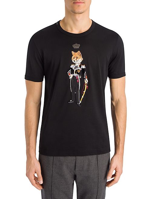 Dolce & Gabbana - Crowned Cat Embroidered Tee