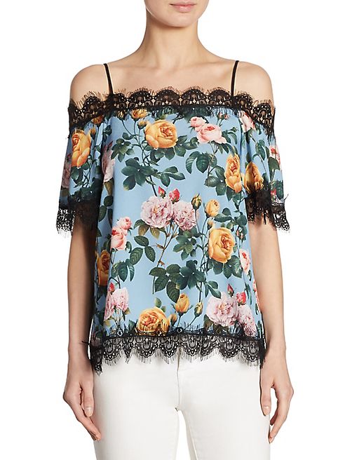 Delfi Collective - Lucy Lace-Trim Cold-Shoulder Top