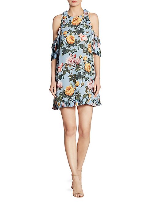 Delfi Collective - Minnie Cold-Shoulder Floral-Print Dress