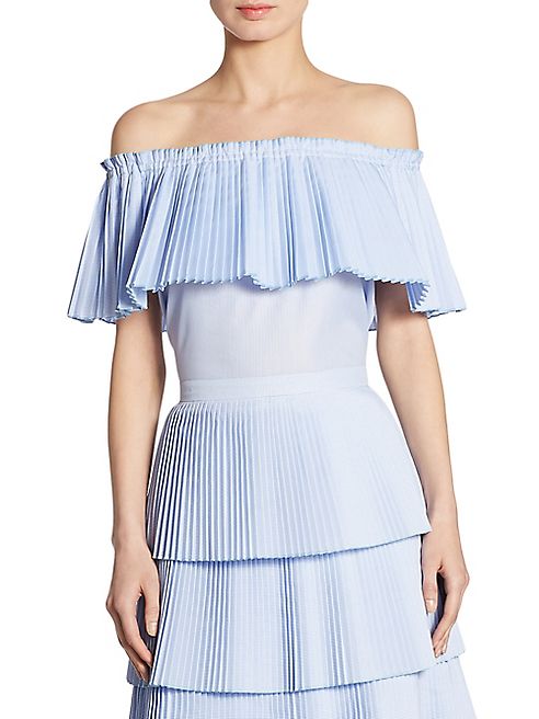 Delfi Collective - Luella Pleated Off-The-Shoulder Poplin Top