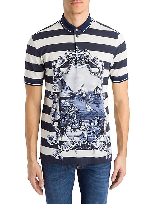 Dolce & Gabbana - Nautical Striped Print Polo