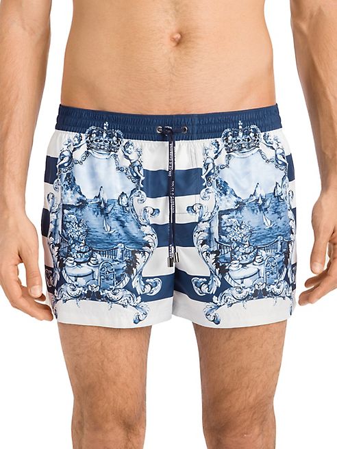 Dolce & Gabbana - Stripe Print Swim Trunks