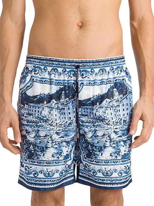 Dolce & Gabbana - Allover Shore Print Swim Trunks