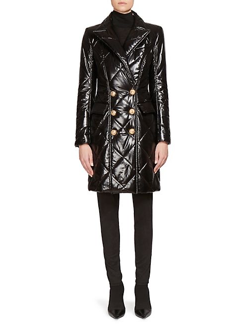 Balmain - Long Double-Breasted Quilted Nylon Coat