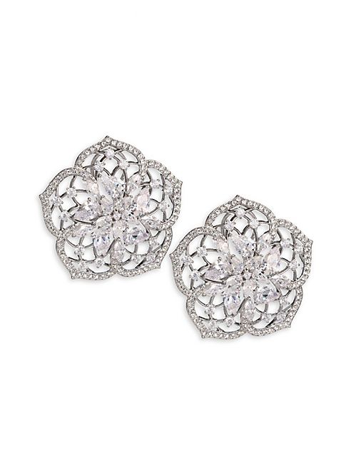 Adriana Orsini - Magnolia Crystal Flower Clip-On Earrings