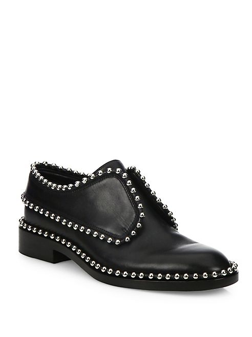 Alexander Wang - Wendie Leather Embellished Laceless Oxfords