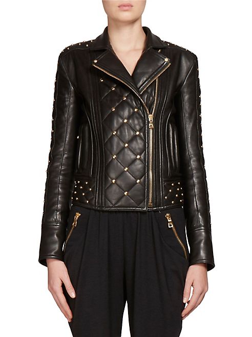 Balmain - Studded Leather Moto Jacket