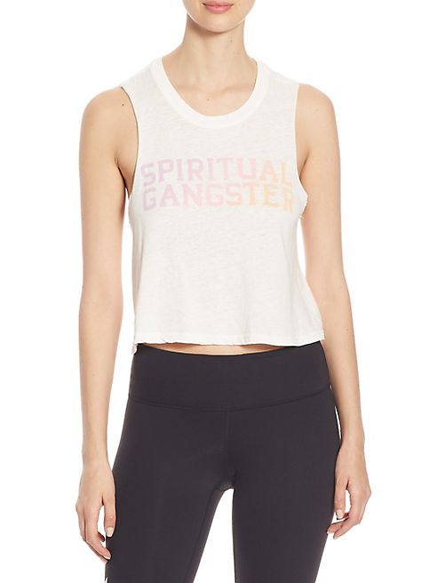 Spiritual Gangster - Varsity Tropical Cropped Tank Top