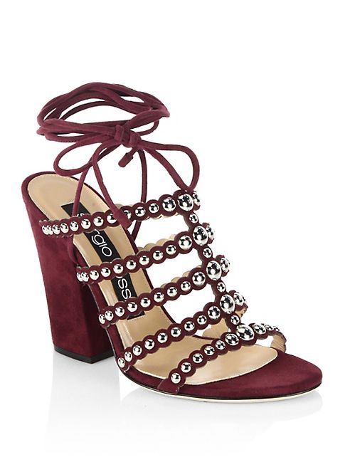 Sergio Rossi - Elettra Studded Suede Block Heel Sandals