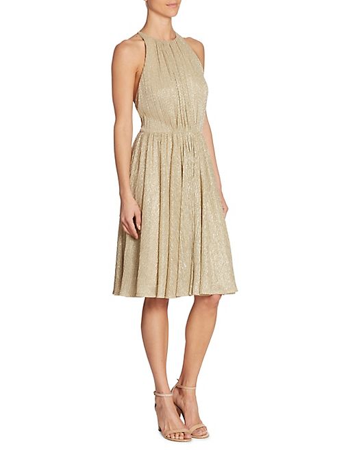 Halston Heritage - Metallic Textured Dress