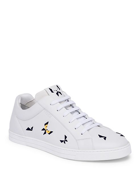 Fendi - Butterfleyes Leather Low-Top Sneakers