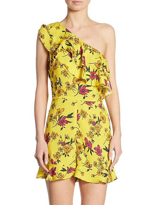 Scripted - One-Shoulder Floral-Print Romper