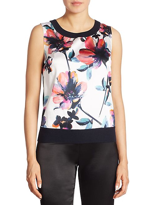 St. John - Floral Wool & Cashmere Top