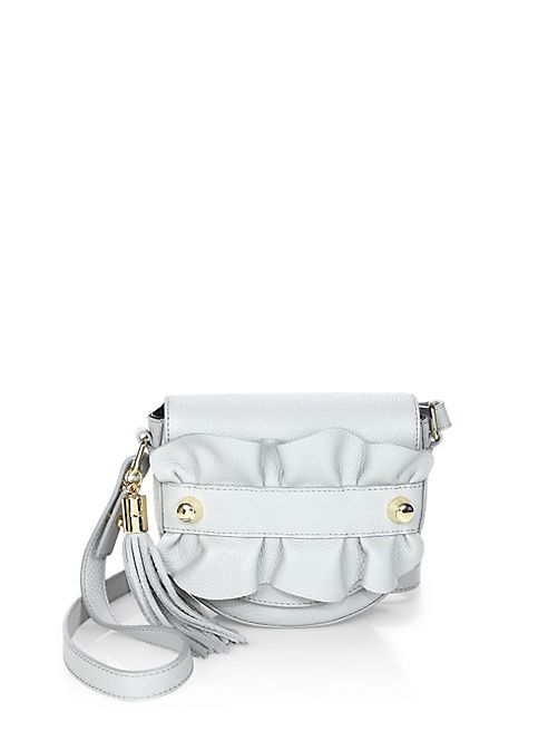 MILLY - Ruffle Leather Crossbody Saddle Bag