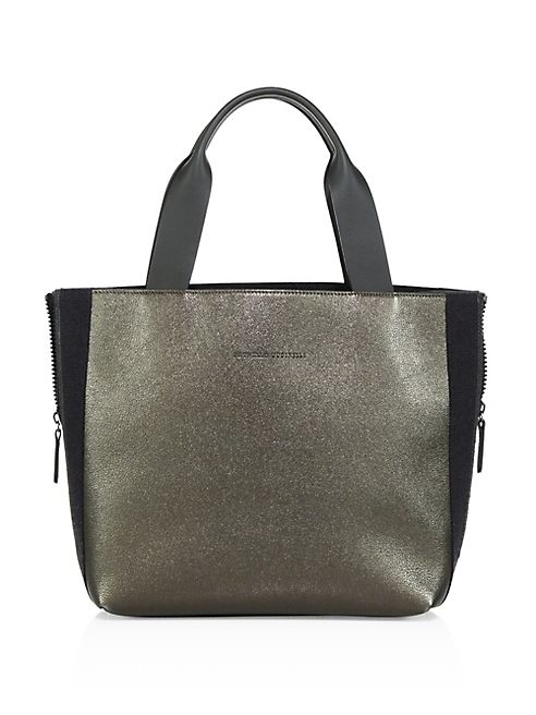 Brunello Cucinelli - Side-Zip Metallic Leather Tote