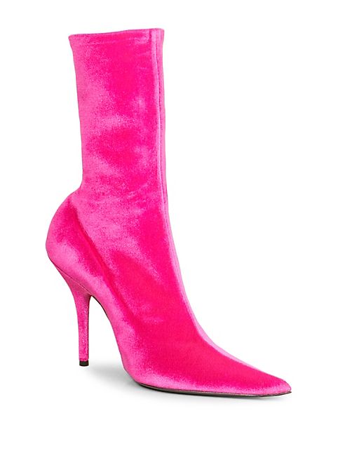 Balenciaga - Stretch Velvet Point Toe Booties