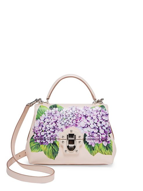 Dolce & Gabbana - Lucia Hydrangea-Print Leather Top Handle Bag