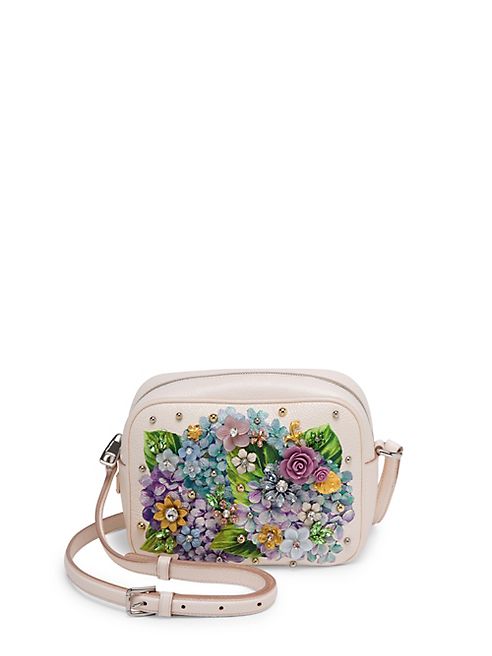 Dolce & Gabbana - Crystal-Embellished Hydrangea-Print Leather Crossbody Bag