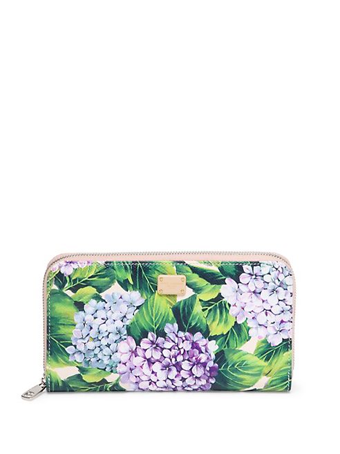 Dolce & Gabbana - Hydrangea-Print Leather Zip-Around Wallet