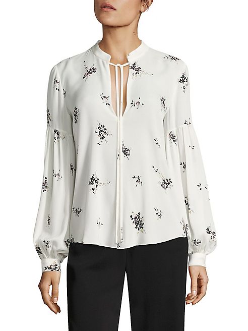 A.L.C. - Ty Lantern Sleeve Floral-Print Silk Blouse