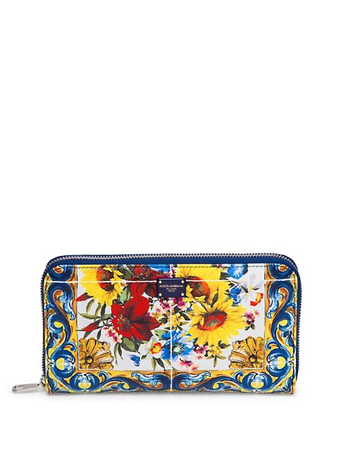 Dolce & Gabbana - Tile-Print Leather Zip-Around Wallet