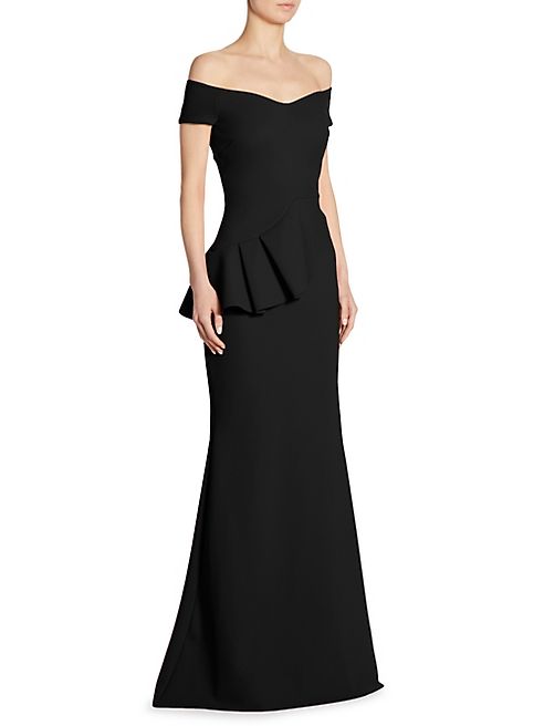 La Petite Robe di Chiara Boni - Lamia Off-The-Shoulder Peplum Gown