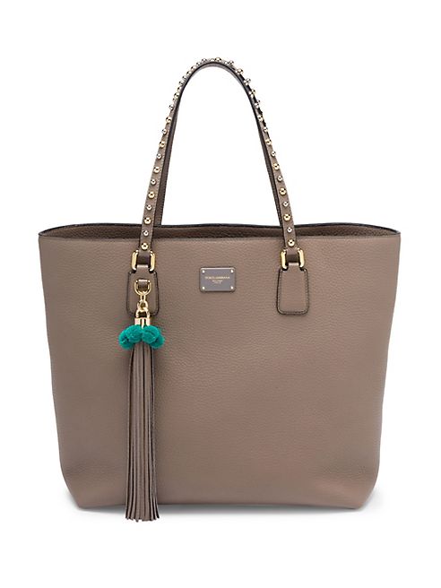 Dolce & Gabbana - Pom-Pom Tassel Leather Tote