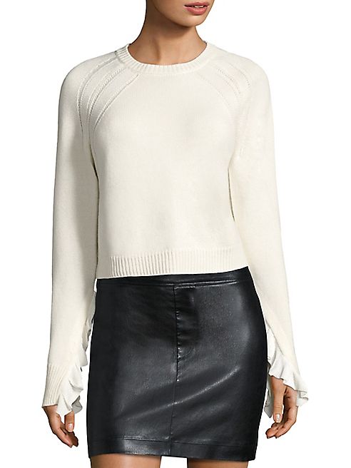 Helmut Lang - Ruffled Cropped Wool & Cashmere Pullover