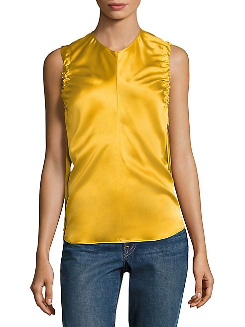 Helmut Lang - Armhole Ruched Silk Tank Top