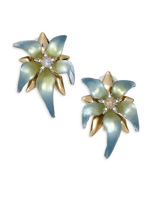 Alexis Bittar - Lucite, Moonstone & Crystal Petal Clip-On Earrings