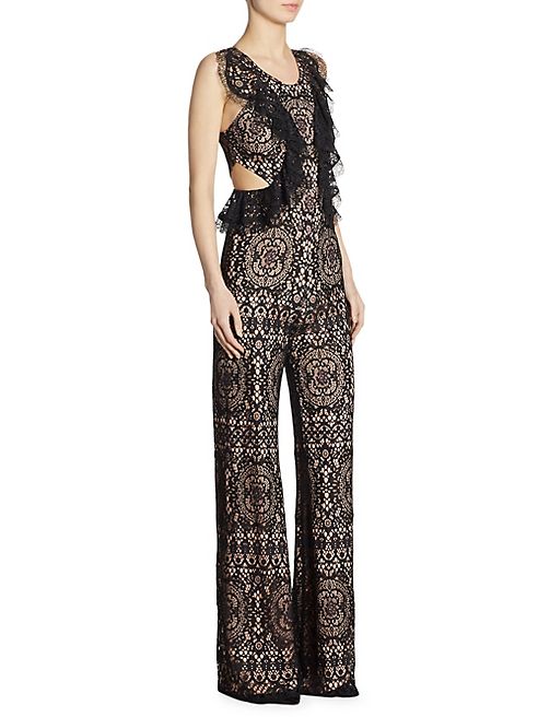 Alexis - Anka Lace Ruffle Side Cutout Jumpsuit