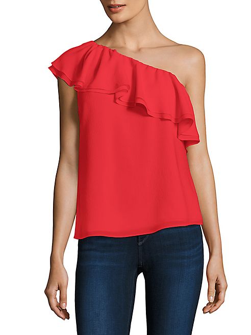 Rebecca Taylor - One-Shoulder Ruffled Silk Top