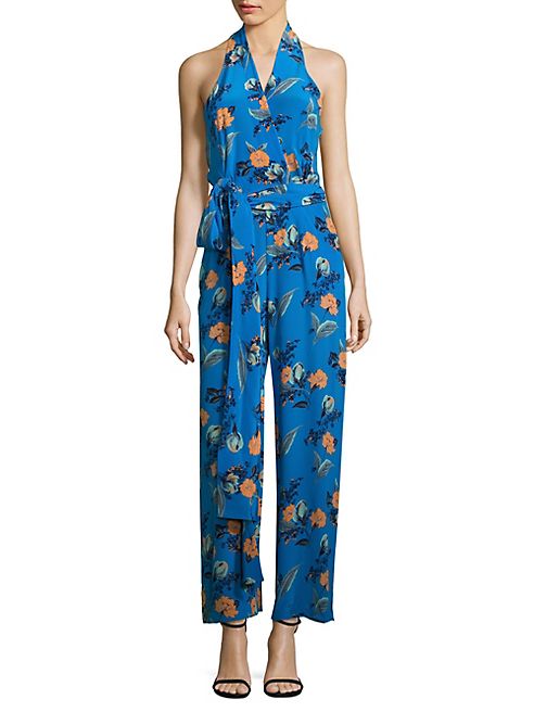 Diane von Furstenberg - Floral-Print Silk Halter Jumpsuit